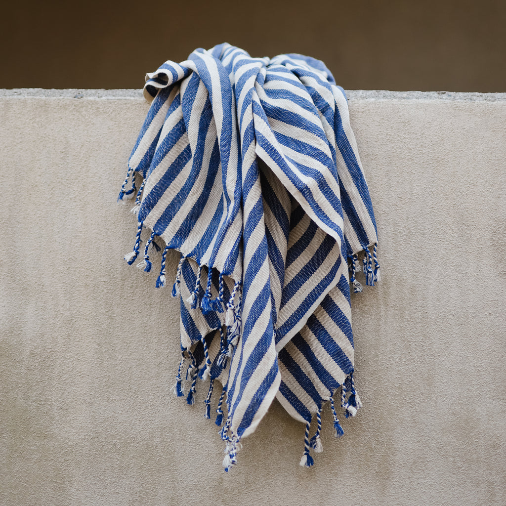 Cobalt Stripe Turkish Towel